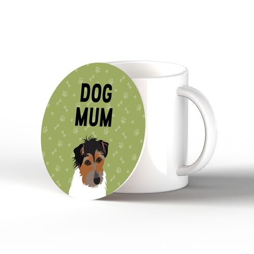 P6389 - Jack Russell Dog Mum Kate Pearson Illustration Ceramic Circle Coaster Dog Themed Gift