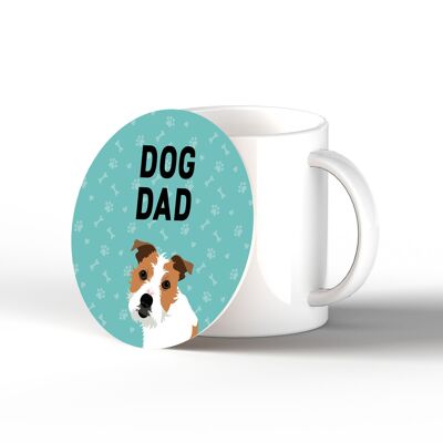 P6391 - Jack Russell Cane Papà Kate Pearson Illustrazione Cerchio in ceramica Regalo a tema cane sottobicchiere