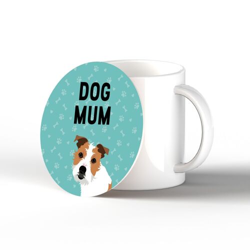 P6392 - Jack Russell Dog Mum Kate Pearson Illustration Ceramic Circle Coaster Dog Themed Gift