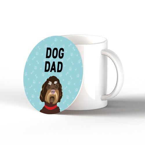 P6394 - Labradoodle Dog Dad Kate Pearson Illustration Ceramic Circle Coaster Dog Themed Gift