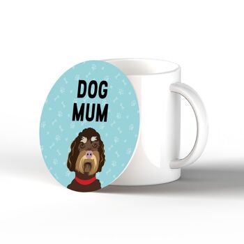 P6395 - Labradoodle Dog Mum Kate Pearson Illustration Céramique Circle Coaster Dog Themed Gift 1