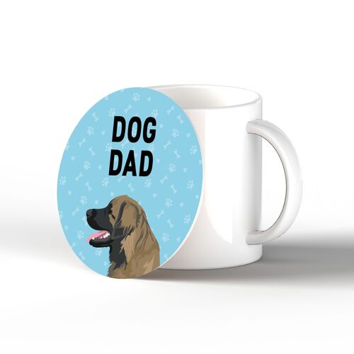 P6397 - Leonberger Dog Dad Kate Pearson Illustration Ceramic Circle Coaster Dog Themed Gift