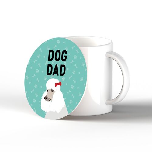 P6400 - Poodle Dog Dad Kate Pearson Illustration Ceramic Circle Coaster Dog Themed Gift