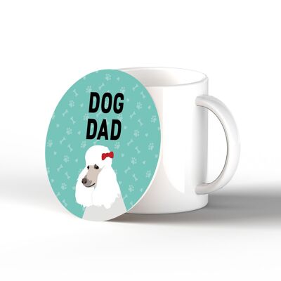 P6400 - Barboncino cane papà Kate Pearson illustrazione cerchio in ceramica sottobicchiere regalo a tema cane