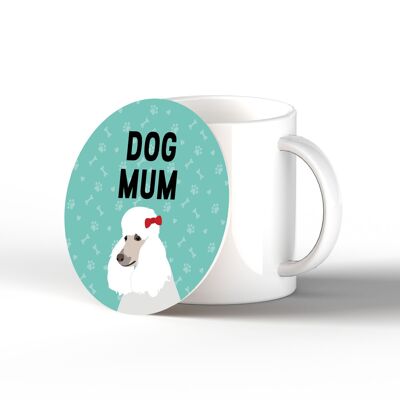P6401 - Poodle Dog Mum Kate Pearson Illustration Ceramic Circle Coaster Dog Themed Gift