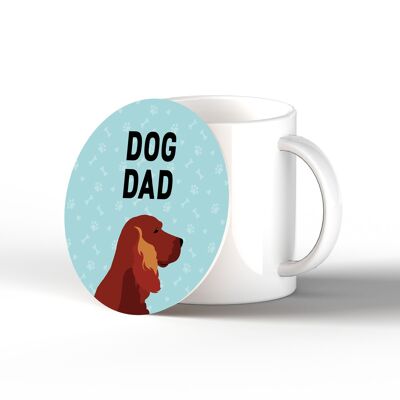 P6406 - Red Setter Dog Dad Kate Pearson Ilustración Cerámica Círculo Posavasos Perro Temática Regalo