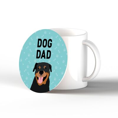 P6409 - Rottweiler Dog Dad Kate Pearson Illustration Ceramic Circle Coaster Dog Themed Gift