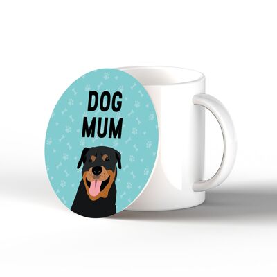 P6410 - Rottweiler Dog Mum Kate Pearson Illustration Ceramic Circle Coaster Dog Themed Gift