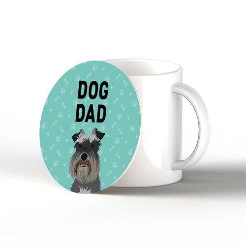 P6412 - Schnauzer Dog Dad Kate Pearson Illustration Ceramic Circle Coaster Dog Themed Gift