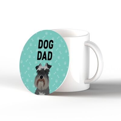 P6412 - Schnauzer Dog Dad Kate Pearson Illustration Ceramic Circle Coaster Dog Theme Gift