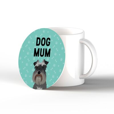 P6413 - Schnauzer Dog Mum Kate Pearson Illustration Ceramic Circle Coaster Dog Themed Gift