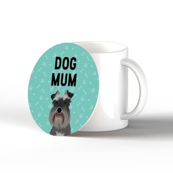 P6413 - Schnauzer Dog Mum Kate Pearson Illustration Céramique Circle Coaster Dog Themed Gift 1