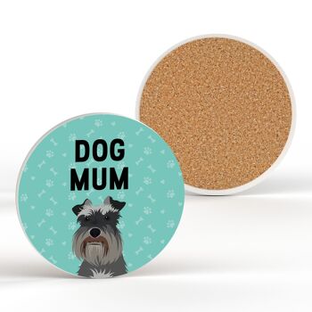 P6413 - Schnauzer Dog Mum Kate Pearson Illustration Céramique Circle Coaster Dog Themed Gift 2