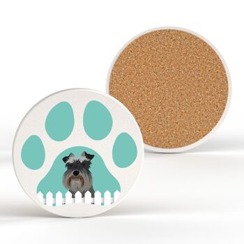 P6414 - Schnauzer Pawprint Kate Pearson Illustration Céramique Circle Coaster Dog Themed Gift 2
