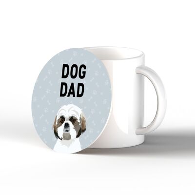 P6415 - Shih Tzu Dog Dad Kate Pearson Illustration Ceramic Circle Coaster Dog Theme Gift