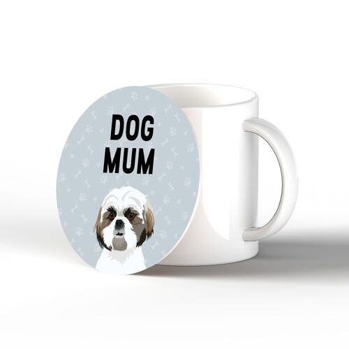 P6416 - Shih Tzu Dog Mum Kate Pearson Illustration Ceramic Circle Coaster Dog Themed Gift