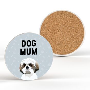 P6416 - Shih Tzu Dog Mum Kate Pearson Illustration Céramique Circle Coaster Dog Themed Gift 2