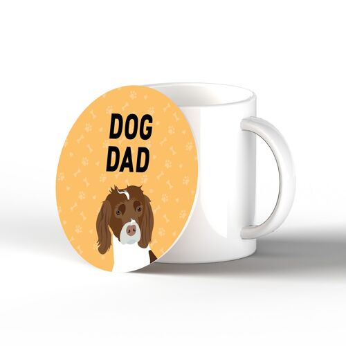 P6418 - Spaniel Dog Dad Kate Pearson Illustration Ceramic Circle Coaster Dog Themed Gift