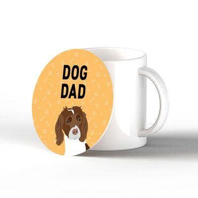 P6418 - Spaniel Dog Dad Kate Pearson Illustration Céramique Circle Coaster Dog Themed Gift