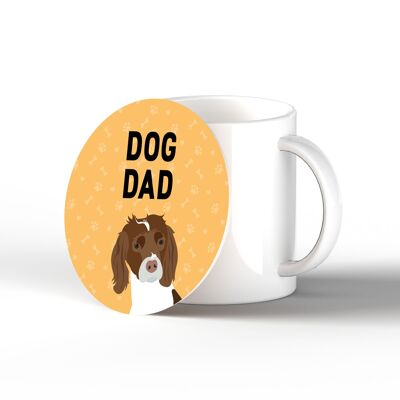 P6418 - Spaniel Dog Dad Kate Pearson Illustration Ceramic Circle Coaster Dog Themed Gift