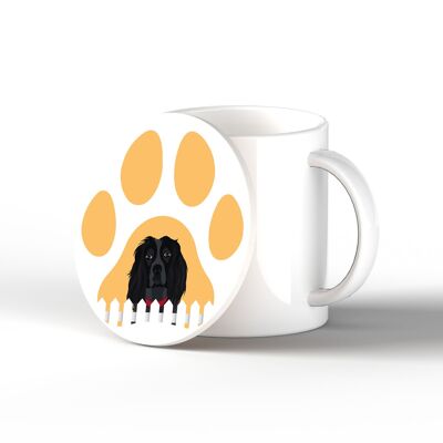 P6423 - Spaniel Pawprint Kate Pearson Illustration Ceramic Circle Coaster Dog Theme Gift