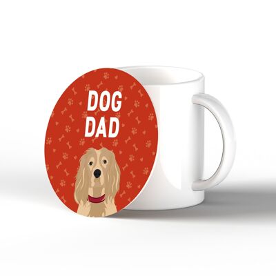 P6424 - Spaniel Dog Dad Kate Pearson Illustration Ceramic Circle Coaster Dog Theme Gift