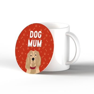 P6425 - Spaniel Dog Mum Kate Pearson Illustration Ceramic Circle Coaster Dog Themed Gift
