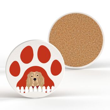 P6426 - Spaniel Pawprint Kate Pearson Illustration Céramique Cercle Dessous De Verre Chien Sur Le Thème Cadeau 2