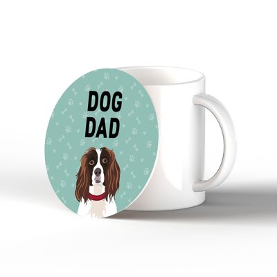 P6427 - Spaniel Dog Dad Kate Pearson Illustration Ceramic Circle Coaster Dog Themed Gift