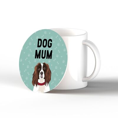 P6428 - Spaniel Dog Mum Kate Pearson Illustration Ceramic Circle Coaster Dog Themed Gift