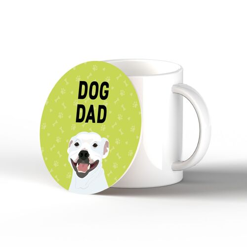 P6430 - Staffie Dog Dad Kate Pearson Illustration Ceramic Circle Coaster Dog Themed Gift
