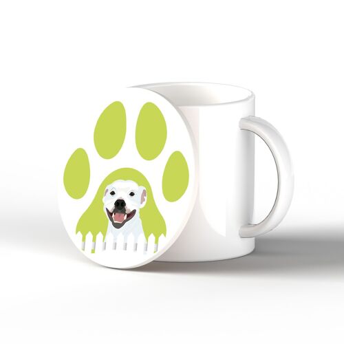 P6432 - Staffie Pawprint Kate Pearson Illustration Ceramic Circle Coaster Dog Themed Gift
