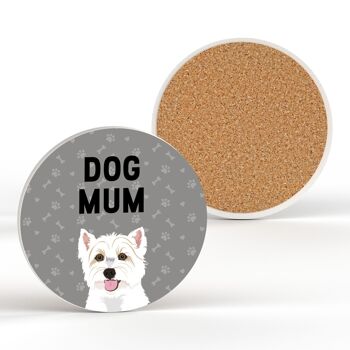 P6437 - Westie Dog Mum Kate Pearson Illustration Céramique Circle Coaster Dog Themed Gift 2