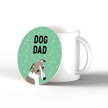 P6439 - Whippet Dog Dad Kate Pearson Illustration Céramique Circle Coaster Dog Themed Gift