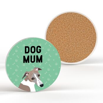 P6440 - Whippet Dog Mum Kate Pearson Illustration Céramique Circle Coaster Dog Themed Gift 2