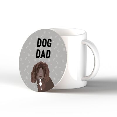 P6442 – Working Cocker Dog Dad Kate Pearson Illustration Keramik Kreis Untersetzer Geschenk mit Hundemotiv