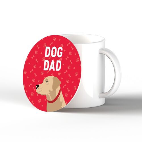 P6445 - Yellow Labrador Dog Dad Kate Pearson Illustration Ceramic Circle Coaster Dog Themed Gift