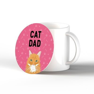 P6457 - Ginger Cat Dad Kate Pearson Illustration Ceramic Circle Coaster Cat Themed Gift