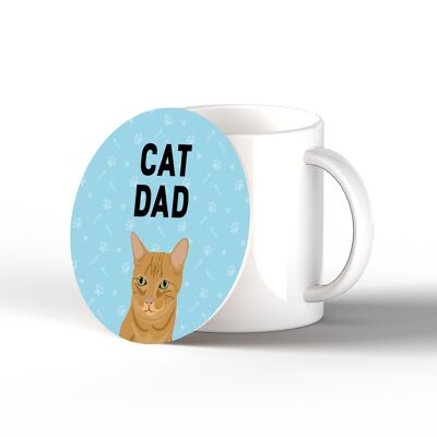 P6472 - Ginger Tabby Cat Dad Kate Pearson Illustration Ceramic Circle Coaster Cat Themed Gift