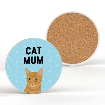 P6473 - Ginger Tabby Cat Mum Kate Pearson Illustration Céramique Circle Coaster Cat Themed Gift 2
