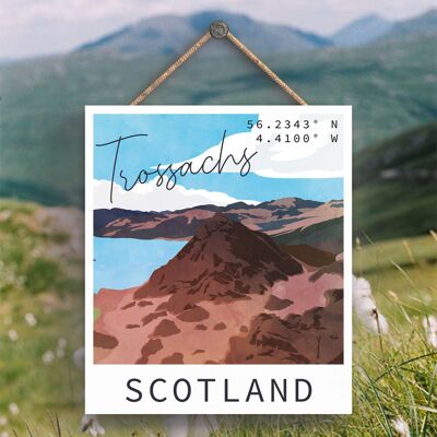 P6487 - Trossachs Nature Reserve Scotlands Landscape Illustration Wooden Plaque