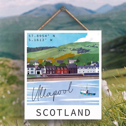 P6488 - Ullapool Port Front Scotlands Landscape Illustration Wooden Plaque