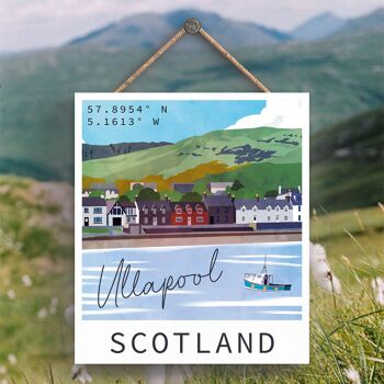 P6488 - Ullapool Port Front Scotlands Landscape Illustration Plaque en bois 1