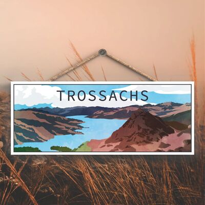 P6489 - Trossachs Nature Reserve Scotlands Landschaft Illustration Holzschild