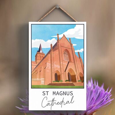 P6492 - St Magnus Cathedral Scotlands Landscape Illustration Wooden Plaque