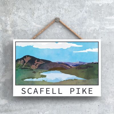 P6528 – Scaffel Pike Mountain Illustration The Lake District Artwork Dekoratives Schild zum Aufhängen für Zuhause