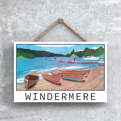 P6531 – Windermere Lake Illustration The Lake District Artkwork Dekoratives Schild zum Aufhängen für Zuhause