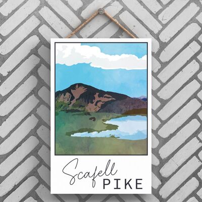 P6532 - Scaffel Pike Mountain Illustration The Lake District Artkwork Decorative Home Hanging Plaque
