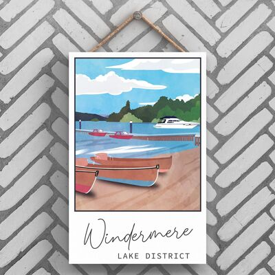 P6535 – Windermere Lake Illustration The Lake District Artkwork Dekoratives Schild zum Aufhängen für Zuhause