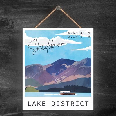 P6537 - Skiddaw Mountain Illustration The Lake District Artkwork Targa decorativa da appendere per la casa